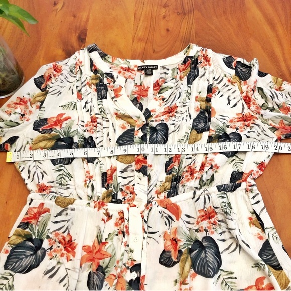 Hilary Radley Floral Tropical Pattern Boho Festival Button Down Shirt Blouse. - Picture 11 of 16